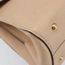 Salvatore Ferragamo Gancini Hand Bag Leather 2way Beige Gold Auth 199034A-16