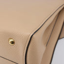 Salvatore Ferragamo Gancini Hand Bag Leather 2way Beige Gold Auth 199034A-17