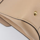 Salvatore Ferragamo Gancini Hand Bag Leather 2way Beige Gold Auth 199034A-18