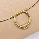 Salvatore Ferragamo Gancini Hand Bag Leather 2way Beige Gold Auth 199034A-19