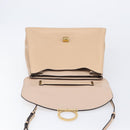 Salvatore Ferragamo Gancini Hand Bag Leather 2way Beige Gold Auth 199034A-10
