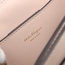 Salvatore Ferragamo Gancini Hand Bag Leather 2way Beige Gold Auth 199034A-20