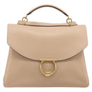 Salvatore Ferragamo Gancini Hand Bag Leather 2way Beige Gold Auth 199034A-13
