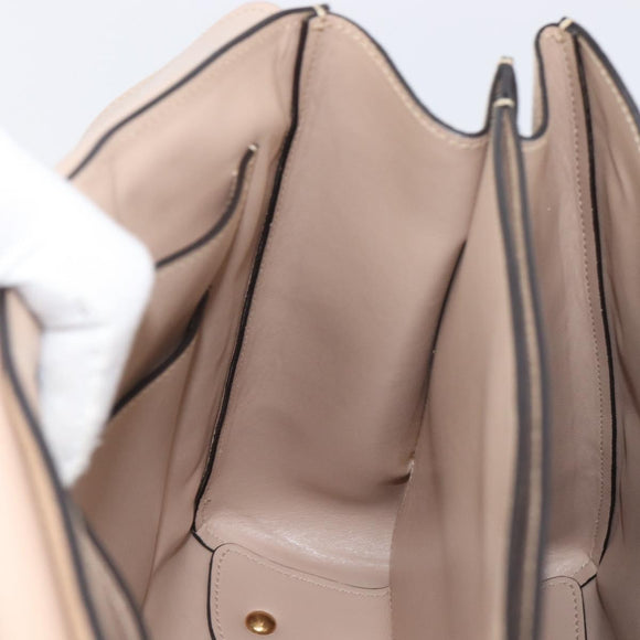 Salvatore Ferragamo Gancini Hand Bag Leather 2way Beige Gold Auth 199034A