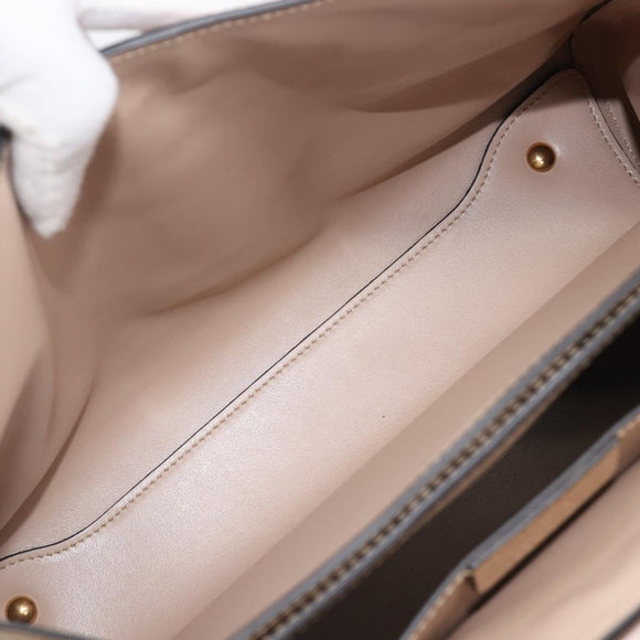 Salvatore Ferragamo Gancini Hand Bag Leather 2way Beige Gold Auth 199034A