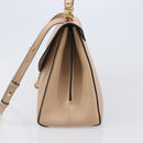 Salvatore Ferragamo Gancini Hand Bag Leather 2way Beige Gold Auth 199034A-3