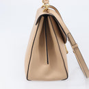 Salvatore Ferragamo Gancini Hand Bag Leather 2way Beige Gold Auth 199034A-4