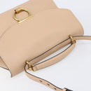 Salvatore Ferragamo Gancini Hand Bag Leather 2way Beige Gold Auth 199034A-6