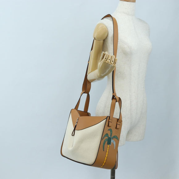 LOEWE KEN PRICE Hammock Small Hand Bag Canvas 2way Beige Silver Auth 199036SAM