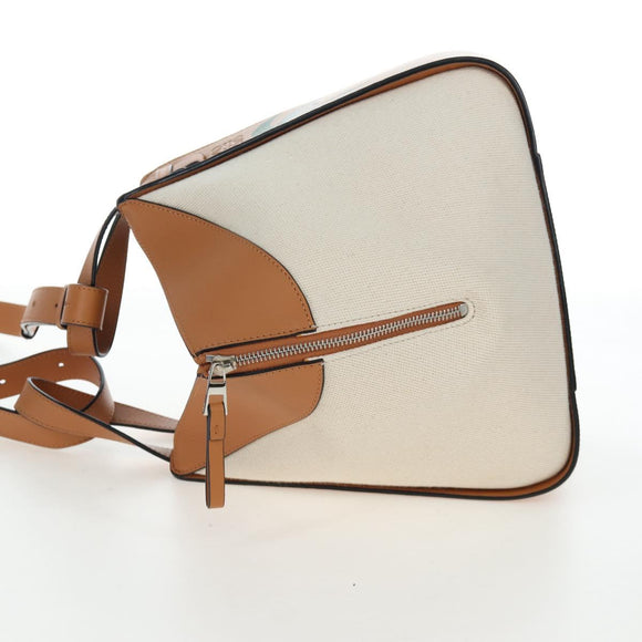 LOEWE KEN PRICE Hammock Small Hand Bag Canvas 2way Beige Silver Auth 199036SAM