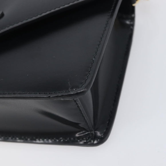 PRADA Chain Shoulder Bag Leather Black Gold Auth 199037SAM