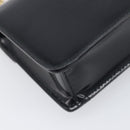 PRADA Chain Shoulder Bag Leather Black Gold Auth 199037SAM-17
