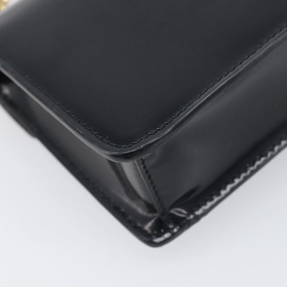 PRADA Chain Shoulder Bag Leather Black Gold Auth 199037SAM