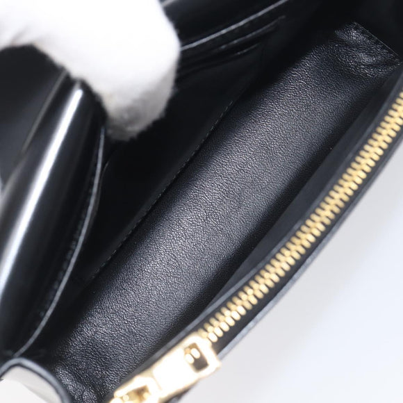 PRADA Chain Shoulder Bag Leather Black Gold Auth 199037SAM