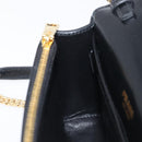 PRADA Chain Shoulder Bag Leather Black Gold Auth 199037SAM-21