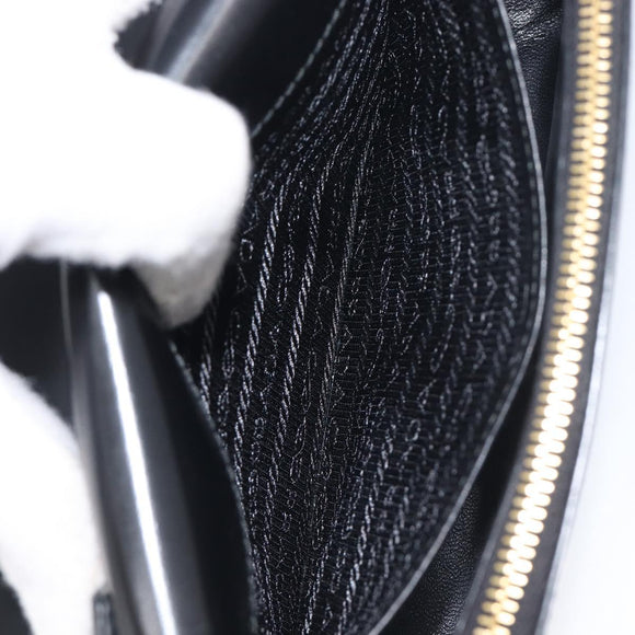PRADA Chain Shoulder Bag Leather Black Gold Auth 199037SAM