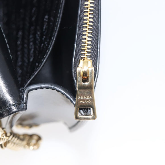 PRADA Chain Shoulder Bag Leather Black Gold Auth 199037SAM
