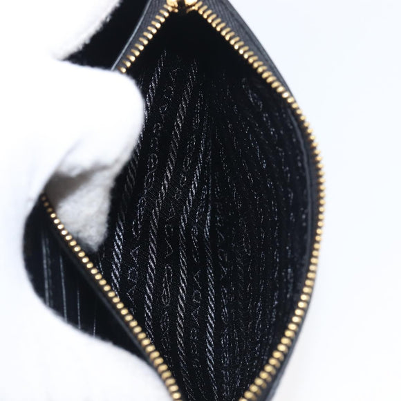 PRADA Chain Shoulder Bag Leather Black Gold Auth 199037SAM
