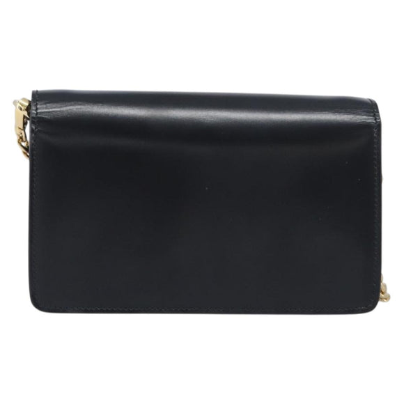 PRADA Chain Shoulder Bag Leather Black Gold Auth 199037SAM