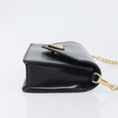 PRADA Chain Shoulder Bag Leather Black Gold Auth 199037SAM-3