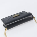 PRADA Chain Shoulder Bag Leather Black Gold Auth 199037SAM-6