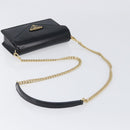 PRADA Chain Shoulder Bag Leather Black Gold Auth 199037SAM-7