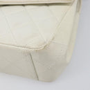 CHANEL Matelasse Chain Shoulder Bag Lamb Skin White Black CC Auth 199038-8