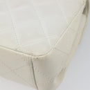CHANEL Matelasse Chain Shoulder Bag Lamb Skin White Black CC Auth 199038-16
