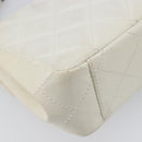 CHANEL Matelasse Chain Shoulder Bag Lamb Skin White Black CC Auth 199038-17