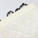 CHANEL Matelasse Chain Shoulder Bag Lamb Skin White Black CC Auth 199038-9