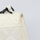 CHANEL Matelasse Chain Shoulder Bag Lamb Skin White Black CC Auth 199038-10