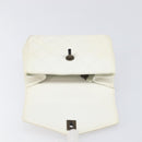 CHANEL Matelasse Chain Shoulder Bag Lamb Skin White Black CC Auth 199038-19