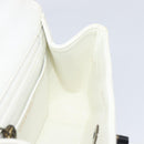 CHANEL Matelasse Chain Shoulder Bag Lamb Skin White Black CC Auth 199038-21