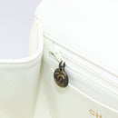 CHANEL Matelasse Chain Shoulder Bag Lamb Skin White Black CC Auth 199038-23