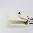 CHANEL Matelasse Chain Shoulder Bag Lamb Skin White Black CC Auth 199038-3