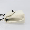 CHANEL Matelasse Chain Shoulder Bag Lamb Skin White Black CC Auth 199038-4