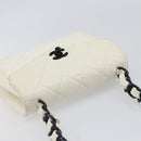 CHANEL Matelasse Chain Shoulder Bag Lamb Skin White Black CC Auth 199038-6