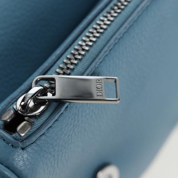 Christian Dior Saddle Bag Leather Stussy Collaboration Light Blue Auth 199040V