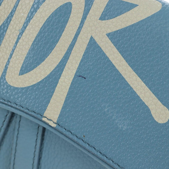 Christian Dior Saddle Bag Leather Stussy Collaboration Light Blue Auth 199040V