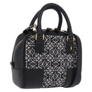 LOEWE Anagram Amazona 16 Hand Bag Canvas 2way Black Gold Tone Auth 199041SAM-1