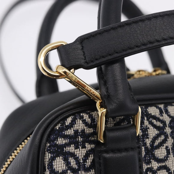 LOEWE Anagram Amazona 16 Hand Bag Canvas 2way Black Gold Tone Auth 199041SAM