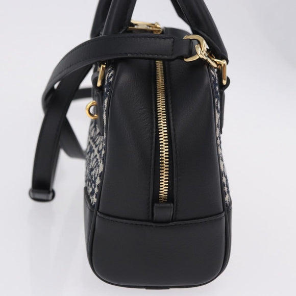LOEWE Anagram Amazona 16 Hand Bag Canvas 2way Black Gold Tone Auth 199041SAM