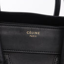 CELINE Luggage Mini Shopper Hand Bag Leather Black Gold Auth 199051A-14