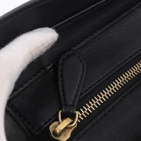 CELINE Luggage Mini Shopper Hand Bag Leather Black Gold Auth 199051A