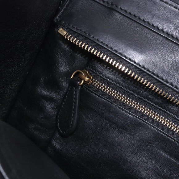 CELINE Luggage Mini Shopper Hand Bag Leather Black Gold Auth 199051A