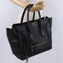 CELINE Luggage Mini Shopper Hand Bag Leather Black Gold Auth 199051A-22