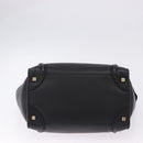 CELINE Luggage Mini Shopper Hand Bag Leather Black Gold Auth 199051A-9
