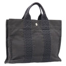 HERMES Her Line Tote PM Tote Bag Canvas Gray Silver Auth 199054A-1