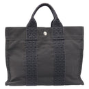 HERMES Her Line Tote PM Tote Bag Canvas Gray Silver Auth 199054A-13