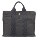 HERMES Her Line Tote PM Tote Bag Canvas Gray Silver Auth 199054A-2